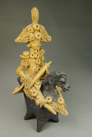 Domenico ou Diego Poloniato, interprétation contemporaine d’un modèle traditionnel de sifflet de Vénétie : le soldat à cheval, Nove, Vénétie, Italie, fin du XX<sup>e</sup> siècle. Coll. particulière. © Pierre Catanès Domenico ou Diego Poloniato, interprétation contemporaine d’un modèle traditionnel de sifflet de Vénétie : le soldat à cheval, Nove, Vénétie, Italie, fin du XXe siècle. Coll. particulière. © Pierre Catanès